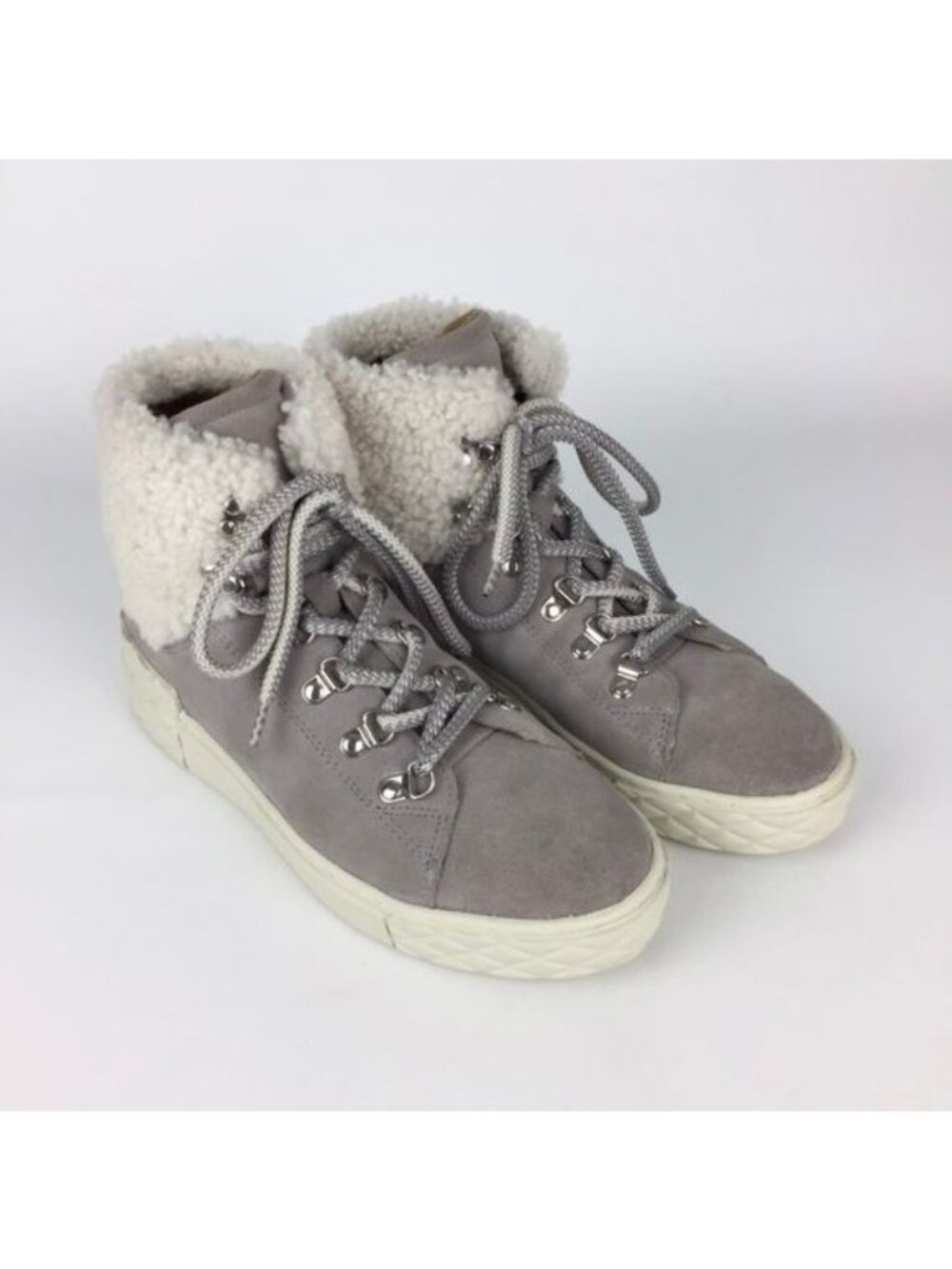 Marc Fisher Davie Water Resistant Gray Suede Shearling Sneaker Bootie 9